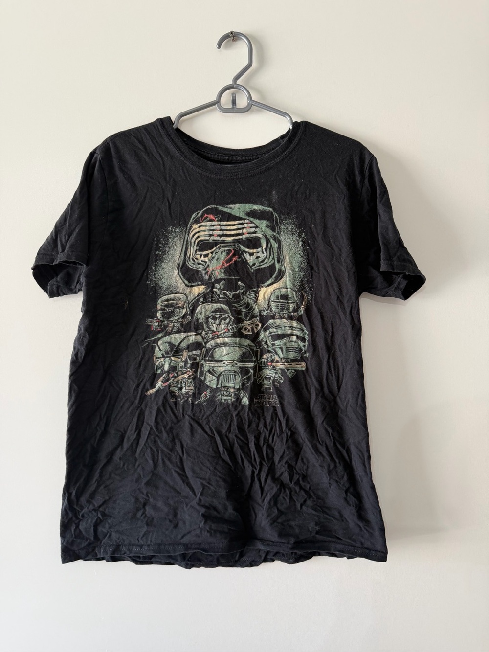 Funko Black Kylo Ren Multi-Helmet Tee with Faded Green and Red Accents